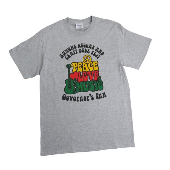 Port & Company Reggae & Craft Beer Festival Peace Love Music Concert Tee Medium - Picture 3 of 6